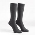 Charcoal ribbed crew socks, pair standing on a white background