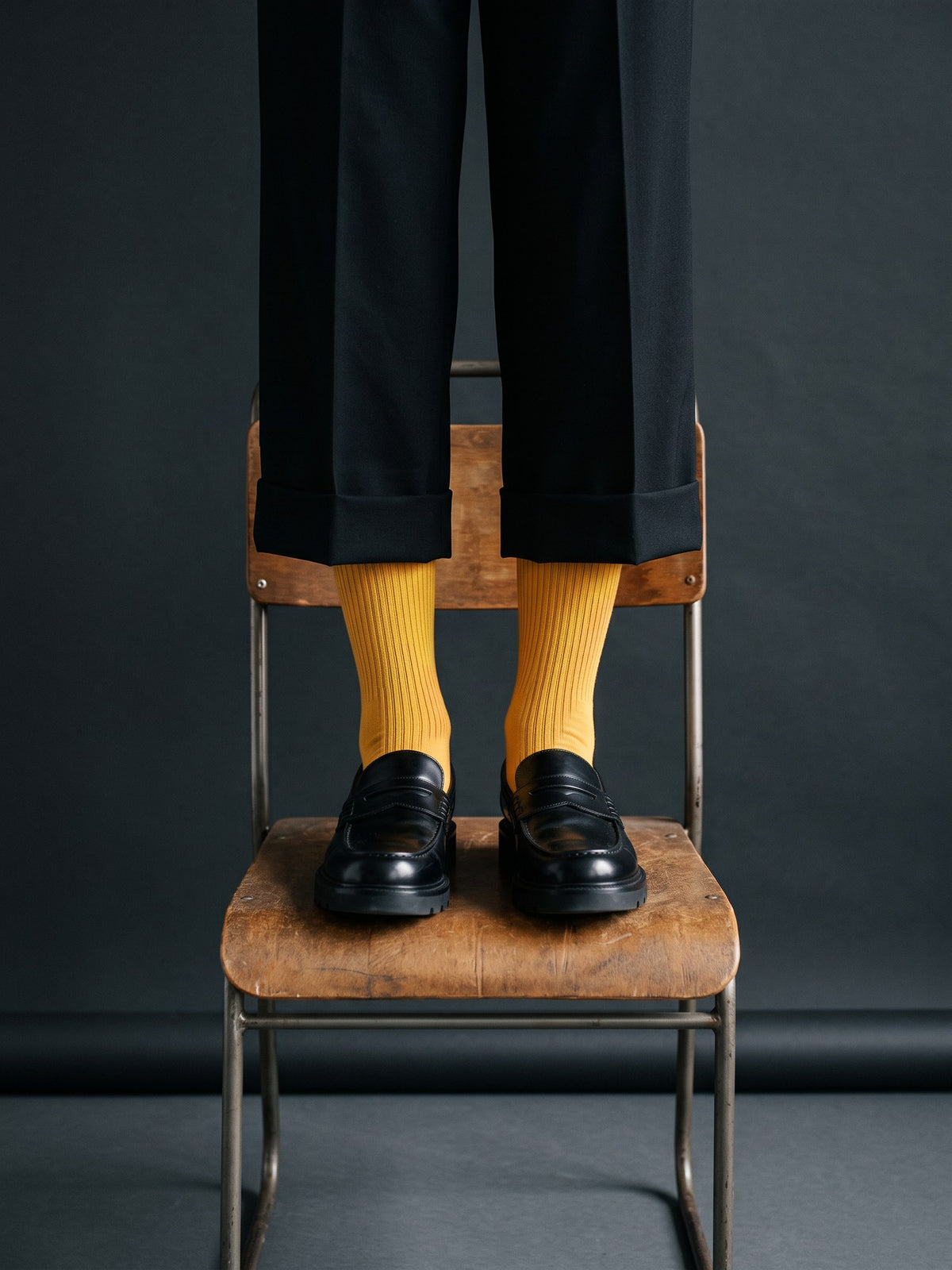 Ribbed Crew Sock — Ochre