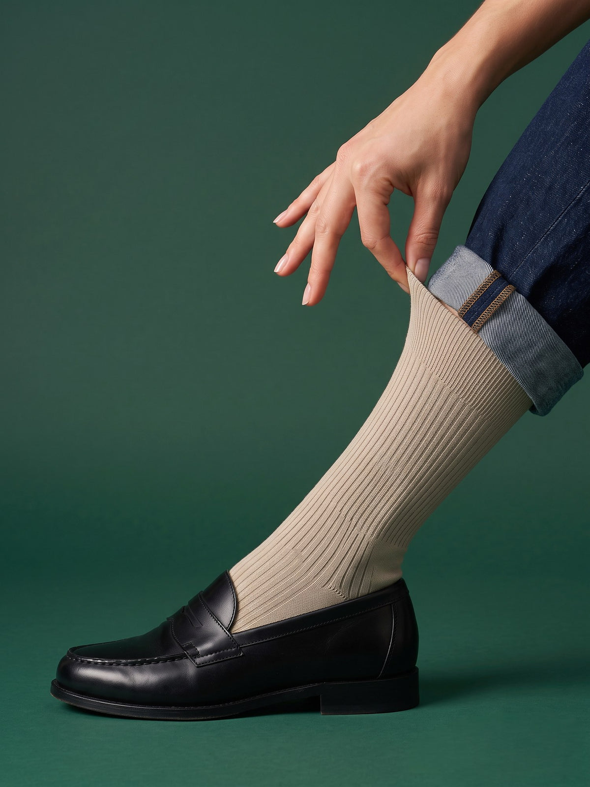Ribbed Crew Sock — Sand